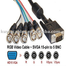 RGB Monitor Cable 5 BNC Cable to 15pin HD plug